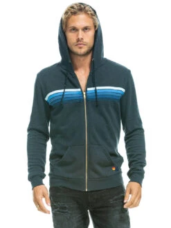5 Stripe Hoodie - Charcoal Blue Stripes -MOTHER || FRAME || RAILS Sales Store 1437Y20 1