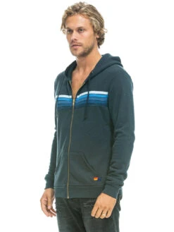 5 Stripe Hoodie - Charcoal Blue Stripes -MOTHER || FRAME || RAILS Sales Store 1437Y20 3