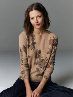 Floral Crew Sweater - Cork