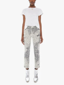MOTHER Mid Rise Dazzler Ankle Jean - Snow Leopard