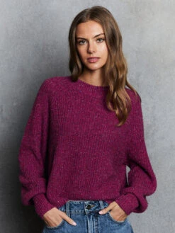 Shaker Puff Sweater - Berries