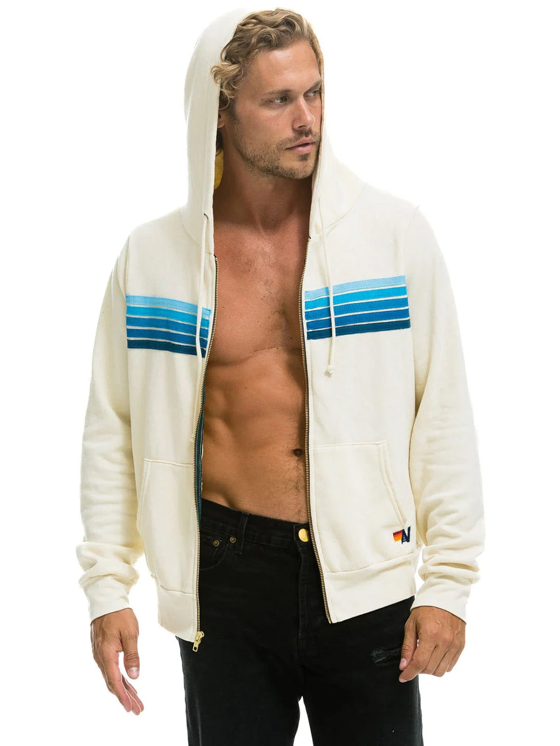 5 Stripe Hoodie - Vintage White 7 5 Stripe Hoodie - Vintage White - Image 5
