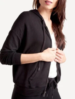 Splendid Zip-Up Hoodie Top - Black