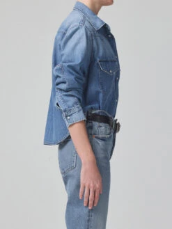 CITIZENS OF HUMANITY Cropped Western Shirt - Carolina Blue -MOTHER || FRAME || RAILS Sales Store 9326B 1527 CARBL ECOM 03