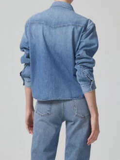 CITIZENS OF HUMANITY Cropped Western Shirt - Carolina Blue -MOTHER || FRAME || RAILS Sales Store 9326B 1527 CARBL ECOM 04