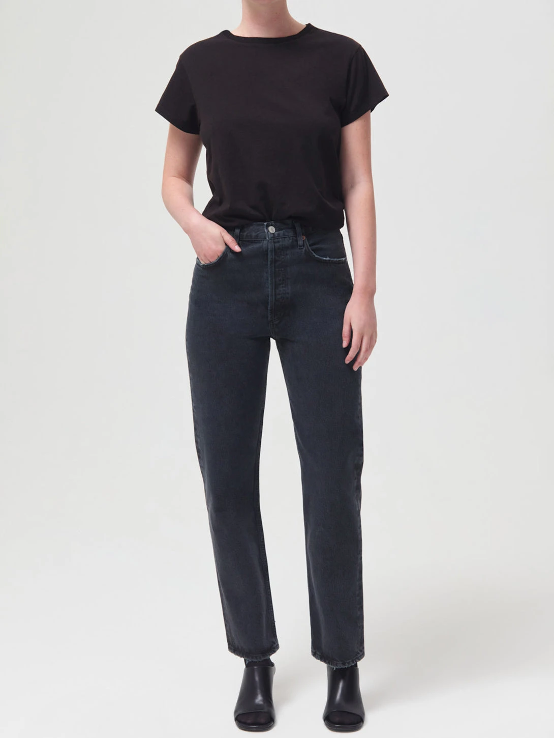 AGOLDE 90's Pinch Waist High Rise Straight Jean-Black Tea 3 AGOLDE 90's Pinch Waist High Rise Straight Jean-Black Tea