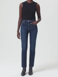 AGOLDE Riley High Rise Straight Long Jean - In Divided
