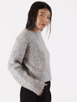 Addie Cable Knit Sweater - Grey -MOTHER || FRAME || RAILS Sales Store ADDIE F23 LIGHT GREY 2