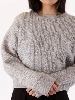 Addie Cable Knit Sweater - Grey -MOTHER || FRAME || RAILS Sales Store ADDIE F23 LIGHT GREY 6