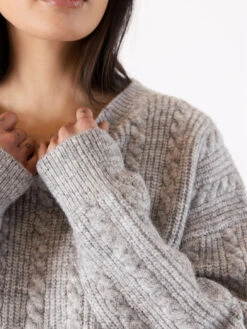 Addie Cable Knit Sweater - Grey -MOTHER || FRAME || RAILS Sales Store ADDIE F23 LIGHT GREY 7