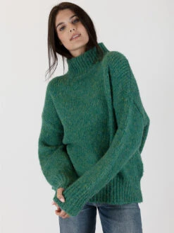 Aggie Mock Neck Sweater - Emerald
