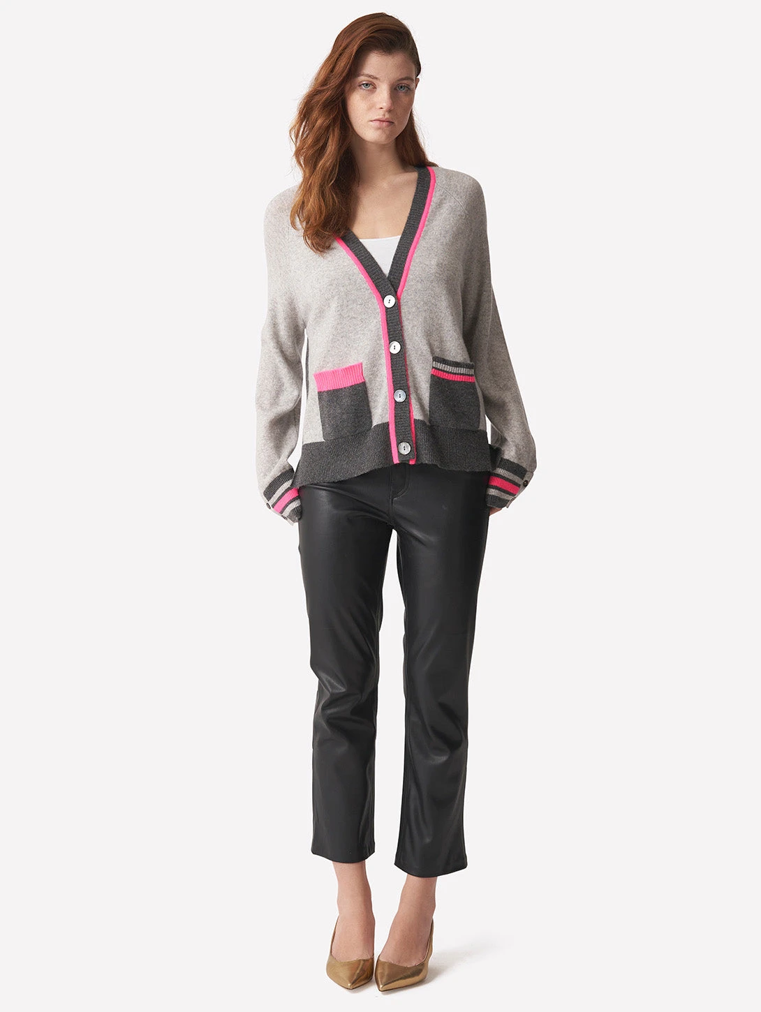 Varsity Pop Cardigan - Grey 2 Varsity Pop Cardigan - Grey