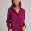 Split Back Button Down Shirt - Deep Magenta -MOTHER || FRAME || RAILS Sales Store B2631 654 303 7 J
