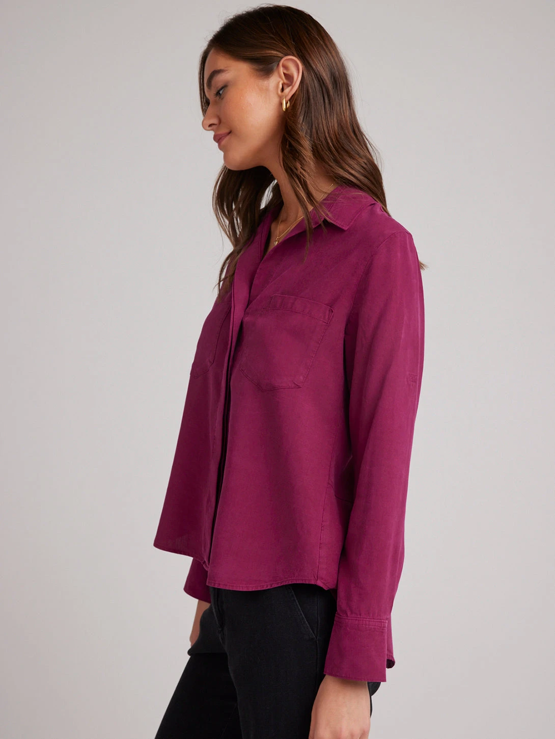 Split Back Button Down Shirt - Deep Magenta 4 Split Back Button Down Shirt - Deep Magenta - Image 2