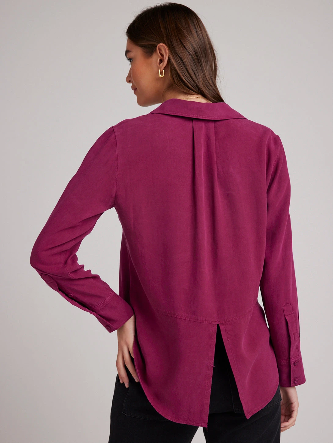 Split Back Button Down Shirt - Deep Magenta 5 Split Back Button Down Shirt - Deep Magenta - Image 3