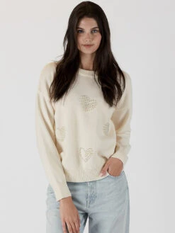 Dewey Pearl Heart Sweater - Off White