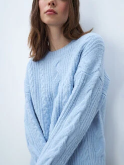 LINE Dora Cable Sweater - Denim 11 LINE Dora Cable Sweater - Denim -MOTHER || FRAME || RAILS Sales Store DORA BLUE1