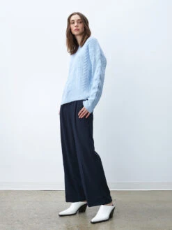 LINE Dora Cable Sweater - Denim 8 LINE Dora Cable Sweater - Denim -MOTHER || FRAME || RAILS Sales Store DORA BLUE2