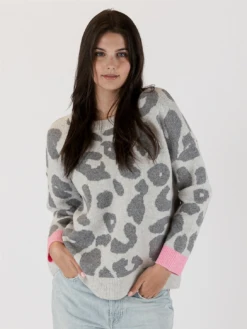 Hailey Leopard Sweater - White
