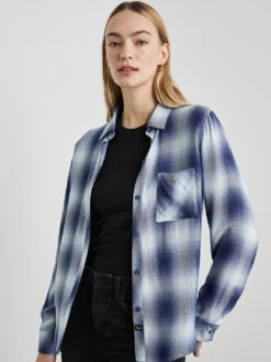 RAILS Hunter Plaid Shirt - Pacific Ivory Blue