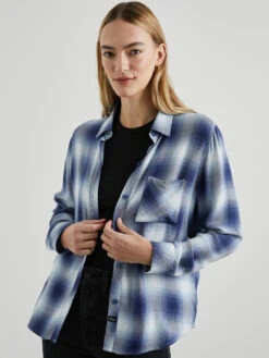 RAILS Hunter Plaid Shirt - Pacific Ivory Blue -MOTHER || FRAME || RAILS Sales Store HUNTER PACIFICIVORYBLUE 5