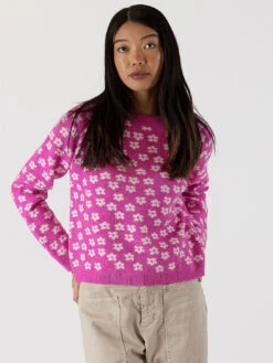 Jane Flower Sweater - Magenta