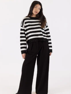 Jessie Stripe Sweater - Black White -MOTHER || FRAME || RAILS Sales Store JESSIE F23 BLACK WHITE FLECK 1