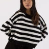 Jessie Stripe Sweater - Black White -MOTHER || FRAME || RAILS Sales Store JESSIE F23 BLACK WHITE FLECK 3
