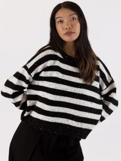 Jessie Stripe Sweater - Black White