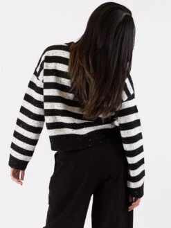 Jessie Stripe Sweater - Black White -MOTHER || FRAME || RAILS Sales Store JESSIE F23 BLACK WHITE FLECK 4