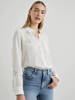 RAILS Kate Shirt - Ivory Eyelet Stars