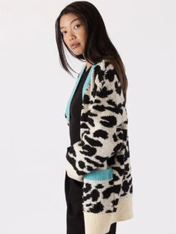 Leopard Cardigan - Teal -MOTHER || FRAME || RAILS Sales Store LEO F23 LEOPARD TEAL 4