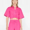 FRAME Cropped Twist Front Shirt - Flamingo -MOTHER || FRAME || RAILS Sales Store LWSH2828 FLAMINGO FRSU23EC WOMENS DAY 03 0882HR
