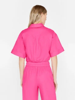 FRAME Cropped Twist Front Shirt - Flamingo -MOTHER || FRAME || RAILS Sales Store LWSH2828 FLAMINGO FRSU23EC WOMENS DAY 03 0901HR