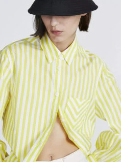 Rag & Bone Maxine Shirt - Fresh Lime Stripe -MOTHER || FRAME || RAILS Sales Store Maxine Cotton Poplin Button Down Shirt 730 4