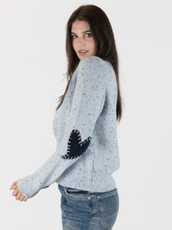 Philippa Heart Patch Sweater - Blue -MOTHER || FRAME || RAILS Sales Store PHILIPPA F23 BLUE FLECK NAVYBLUE 3