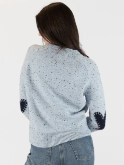 Philippa Heart Patch Sweater - Blue -MOTHER || FRAME || RAILS Sales Store PHILIPPA F23 BLUE FLECK NAVYBLUE 4
