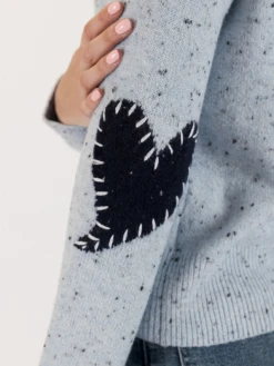 Philippa Heart Patch Sweater - Blue -MOTHER || FRAME || RAILS Sales Store PHILIPPA F23 BLUE FLECK NAVYBLUE 5