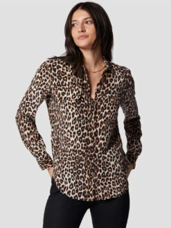 Equipment Slim Signature Leopard Shirt - Natural