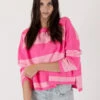 Ravian Striped Sweater - Fuschia -MOTHER || FRAME || RAILS Sales Store RAVIAN F23 FUSCHIA PINK 1