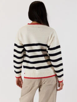 Riva Heart Cardigan - White Navy Stripe -MOTHER || FRAME || RAILS Sales Store RIVA F23 WHITE NAVYSTRIPE 4