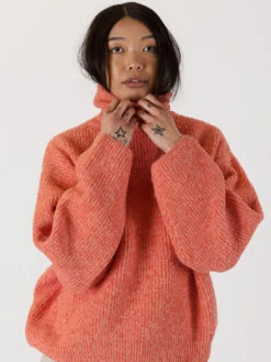 Sahar Mock Neck Rib Sweater -MOTHER || FRAME || RAILS Sales Store SAHAR F23 DARK CORAL 4