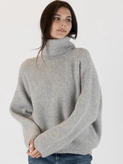 Sahar Mock Neck Rib Sweater -MOTHER || FRAME || RAILS Sales Store SAHAR F23 LIGHT GREY 2
