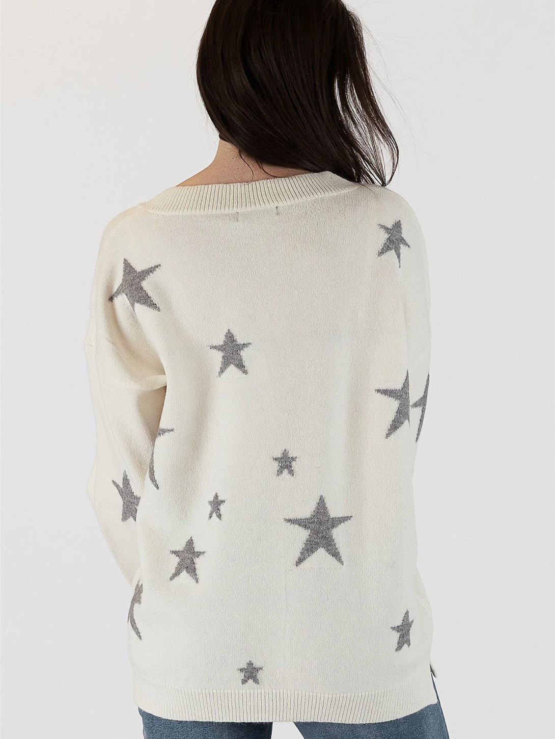 Shelly Star Sweater - White/Grey 6 Shelly Star Sweater - White/Grey - Image 4