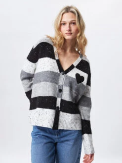 Stewart Heart Cardigan - Greyscale -MOTHER || FRAME || RAILS Sales Store STEWART 8267