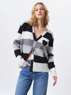 Stewart Heart Cardigan - Greyscale -MOTHER || FRAME || RAILS Sales Store STEWART 8271