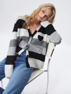 Stewart Heart Cardigan - Greyscale -MOTHER || FRAME || RAILS Sales Store STEWART 8286