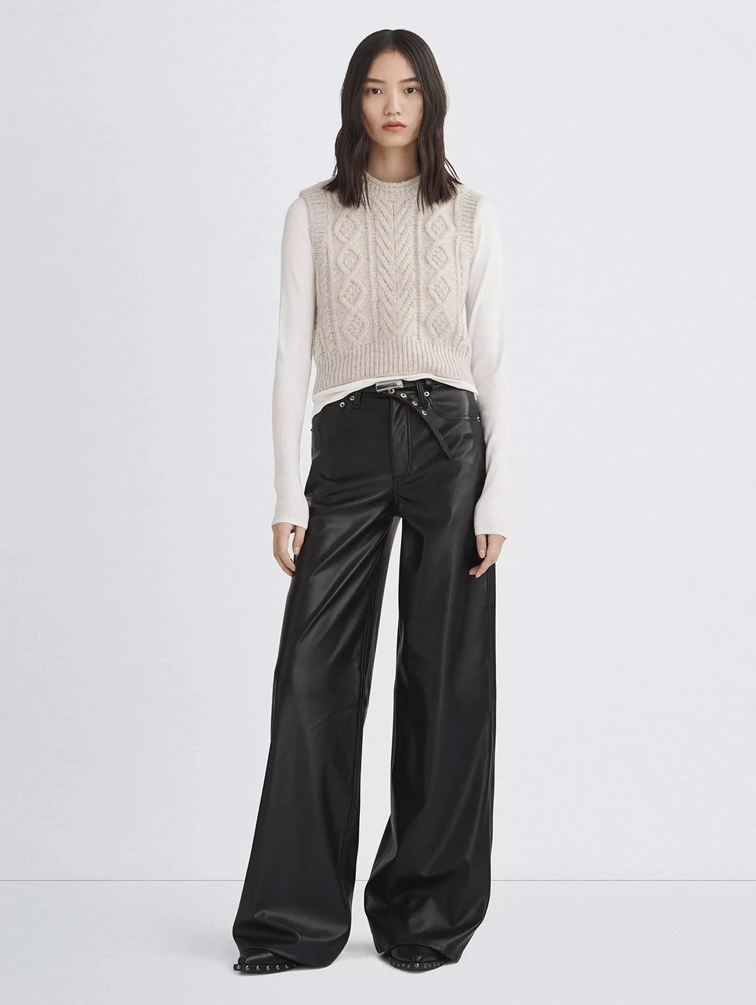 Rag & Bone Sofie High Rise Wide Pant - Faux Leather 3 Rag & Bone Sofie High Rise Wide Pant - Faux Leather