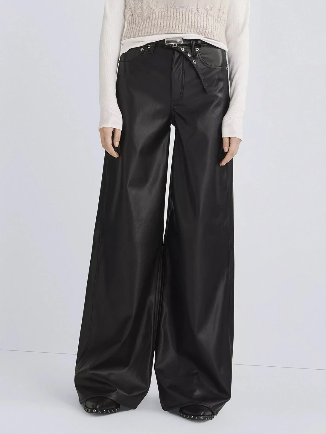 Rag & Bone Sofie High Rise Wide Pant - Faux Leather 8 Rag & Bone Sofie High Rise Wide Pant - Faux Leather - Image 6