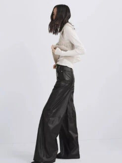 Rag & Bone Sofie High Rise Wide Pant - Faux Leather 10 Rag & Bone Sofie High Rise Wide Pant - Faux Leather -MOTHER || FRAME || RAILS Sales Store Sofie Faux Leather Wide Leg 001 5